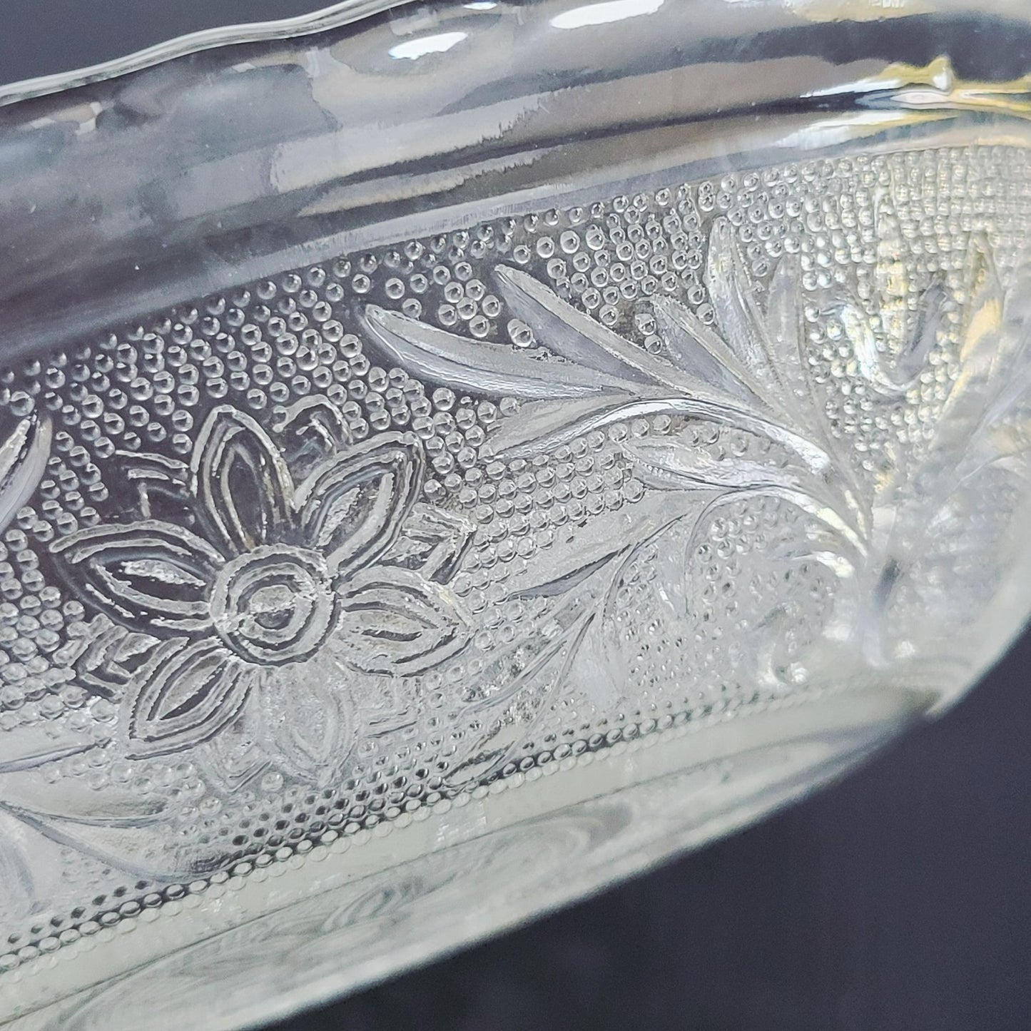 Anchor Hocking Sandwich Clear 8" Oval Serving Bowl, c.1940-60 USA