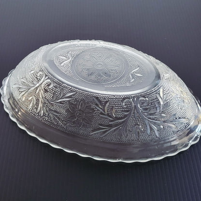 Anchor Hocking Sandwich Clear 8" Oval Serving Bowl, c.1940-60 USA