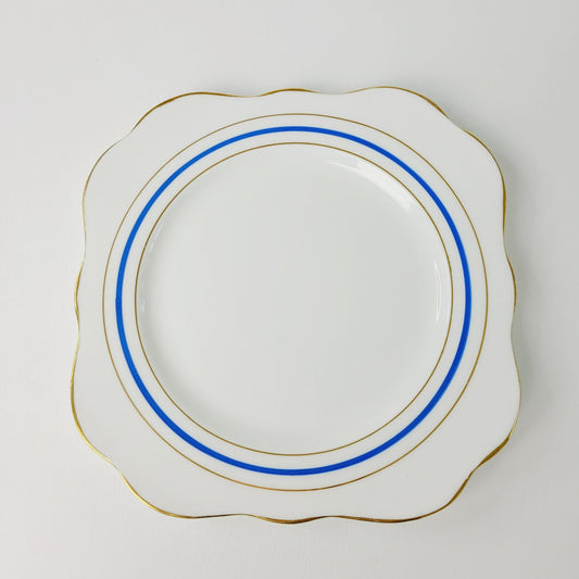 Colclough White, Blue & Gold Square Salad Plate, Set of 2