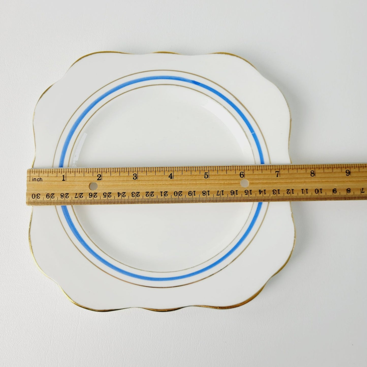 Colclough White, Blue & Gold Square Salad Plate, Set of 2