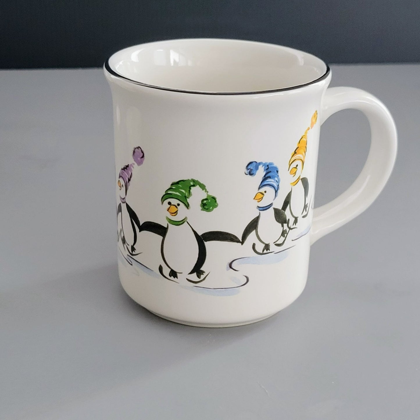 Pfaltzgraff Penguin Skate Mug Set of 4, c.2006-2010