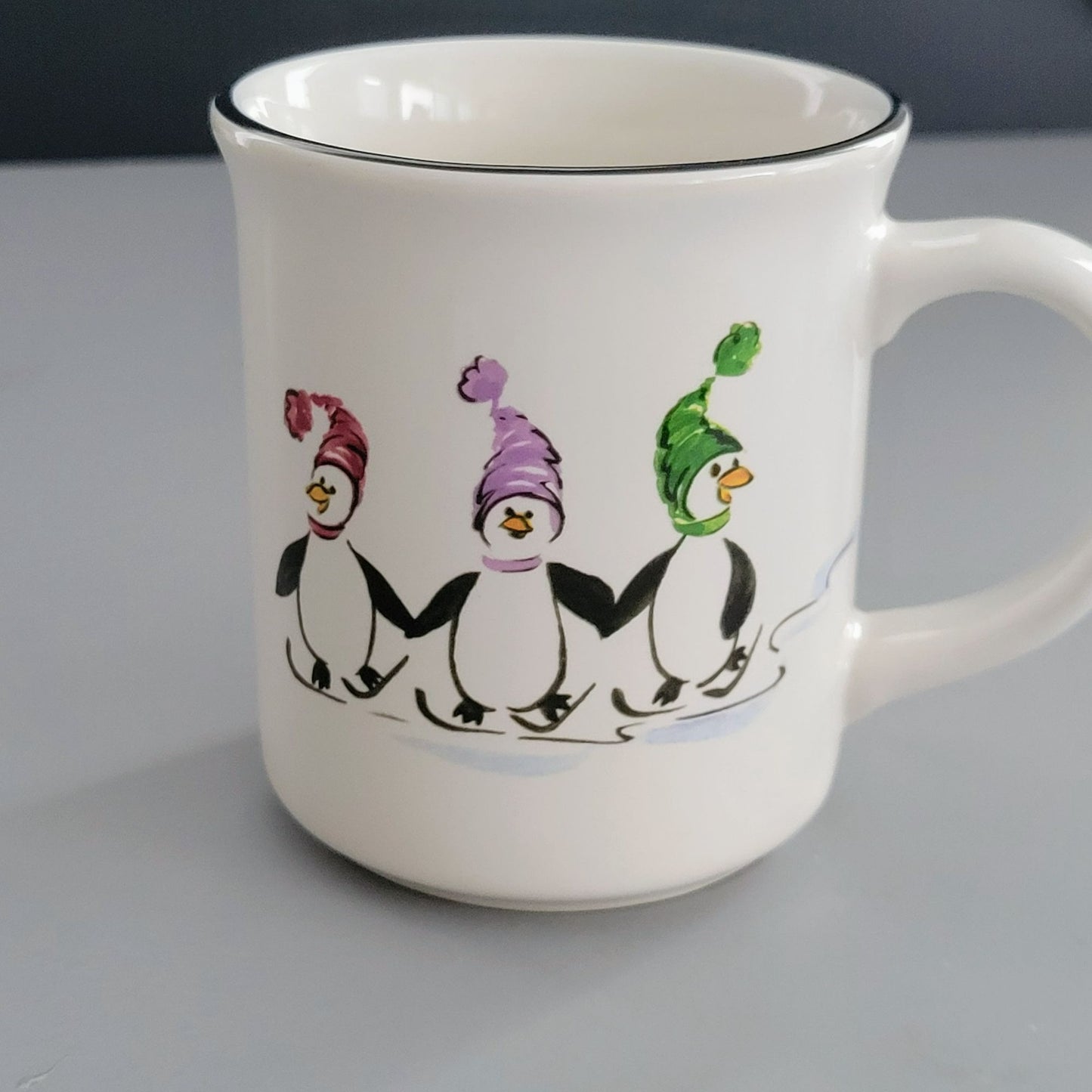 Pfaltzgraff Penguin Skate Mug Set of 4, c.2006-2010