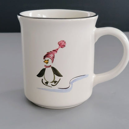 Pfaltzgraff Penguin Skate Mug Set of 4, c.2006-2010