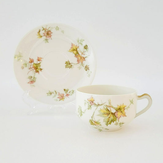 Haviland Maple Leaf Teacup & Saucer, Made in Limoges France c.1894-1931