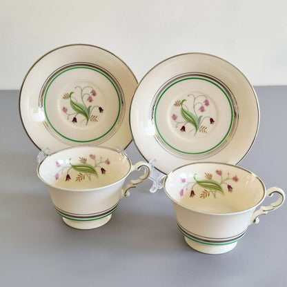 Syracuse "Coralbel" Floral Teacup & Saucer, 2 Sets, c.1949-67 USA