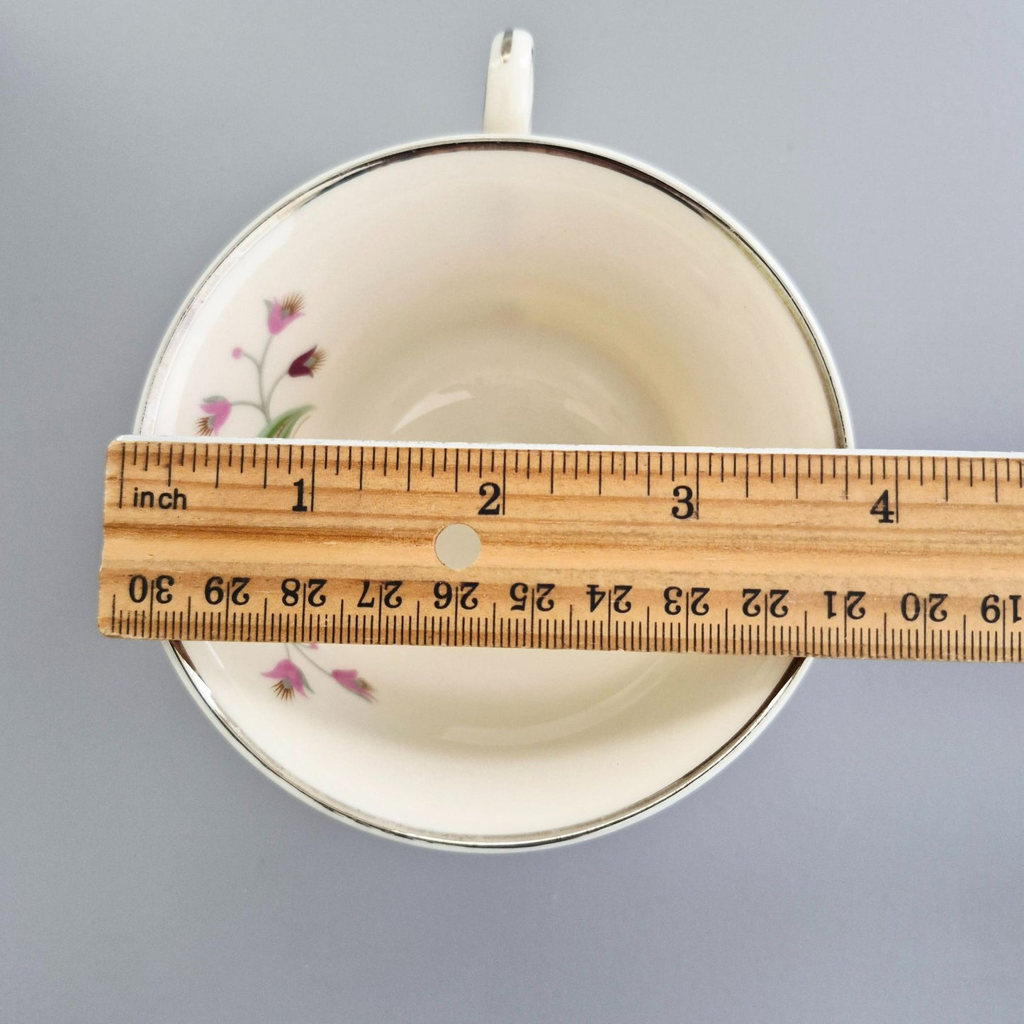 Syracuse "Coralbel" Floral Teacup & Saucer, 2 Sets, c.1949-67 USA