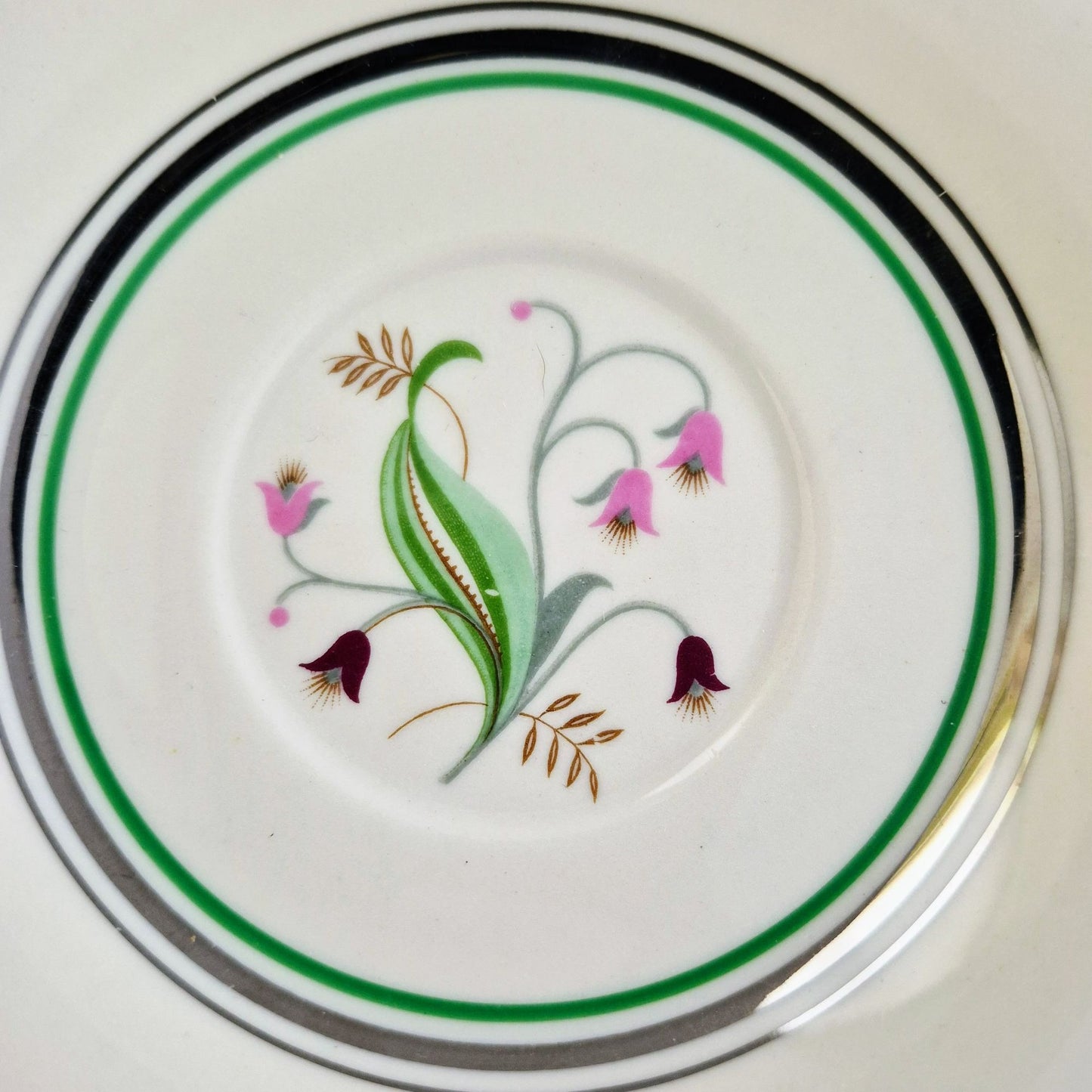 Syracuse "Coralbel" Floral Teacup & Saucer, 2 Sets, c.1949-67 USA