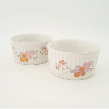 Galleria Collection Pink Floral Ramekin Bowl Set of 2, c.1985 Japan
