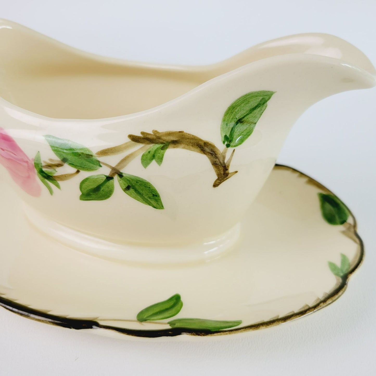 Franciscan Desert Rose Gravy Boat & Underplate, c.1949-53 USA