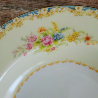 Rose China Cream & Blue Floral Rimmed Soup Bowl Set of 2, c.1945-48 Occupied Japan