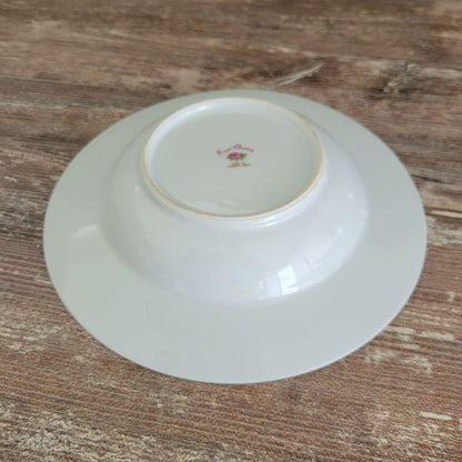 Rose China Cream & Blue Floral Rimmed Soup Bowl Set of 2, c.1945-48 Occupied Japan