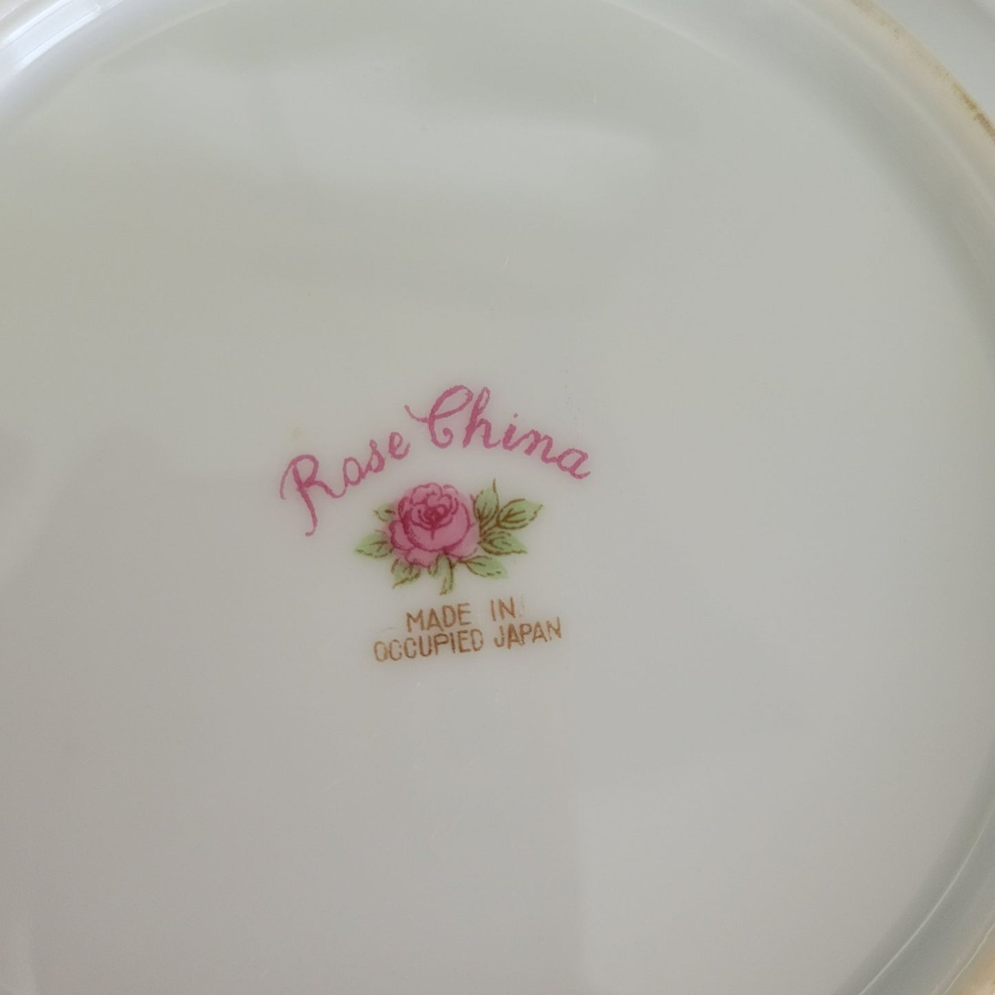 Rose China Cream & Blue Floral Rimmed Soup Bowl Set of 2, c.1945-48 Occupied Japan