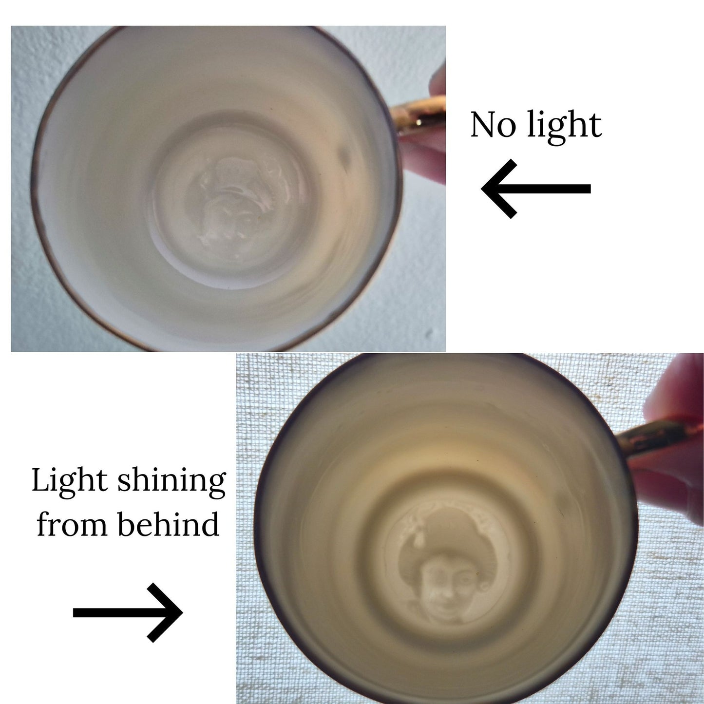 Lithophane Geisha Demitasse Cup and Saucer, 2 Sets, c.1920-40 Japan