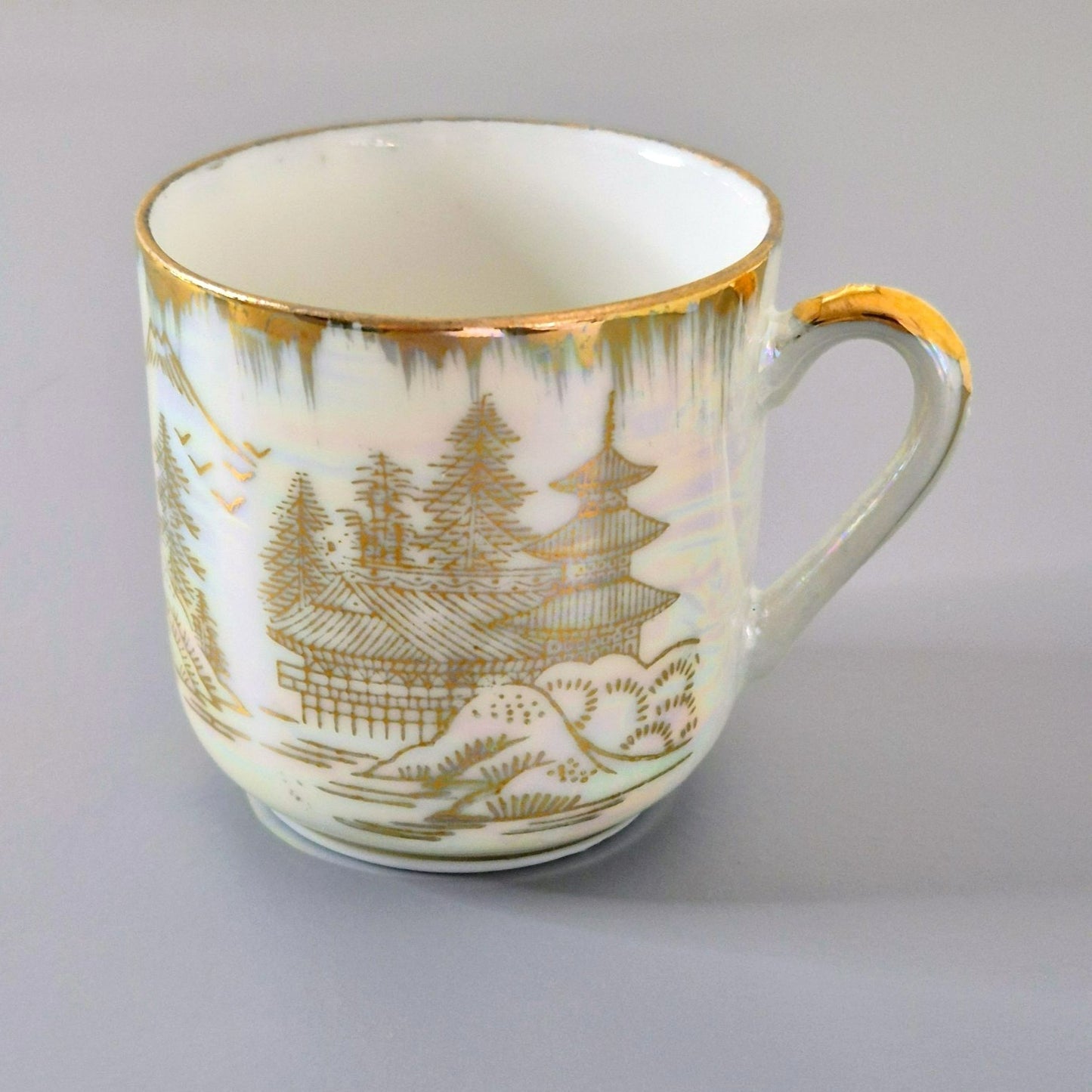 Lithophane Geisha Demitasse Cup and Saucer, 2 Sets, c.1920-40 Japan