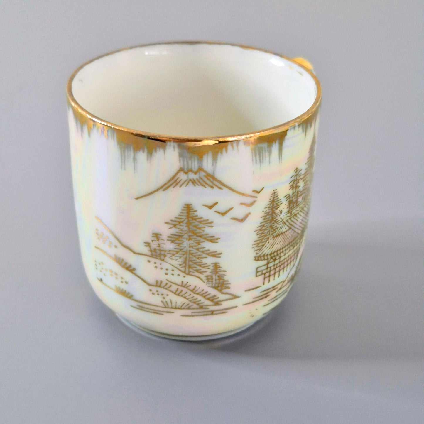 Lithophane Geisha Demitasse Cup and Saucer, 2 Sets, c.1920-40 Japan