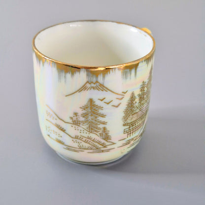 Lithophane Geisha Demitasse Cup and Saucer, 2 Sets, c.1920-40 Japan