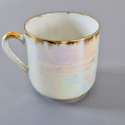 Lithophane Geisha Demitasse Cup and Saucer, 2 Sets, c.1920-40 Japan