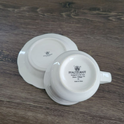 Pfaltzgraff Snow Village Cup & Saucer, 2 Sets, c.1990s