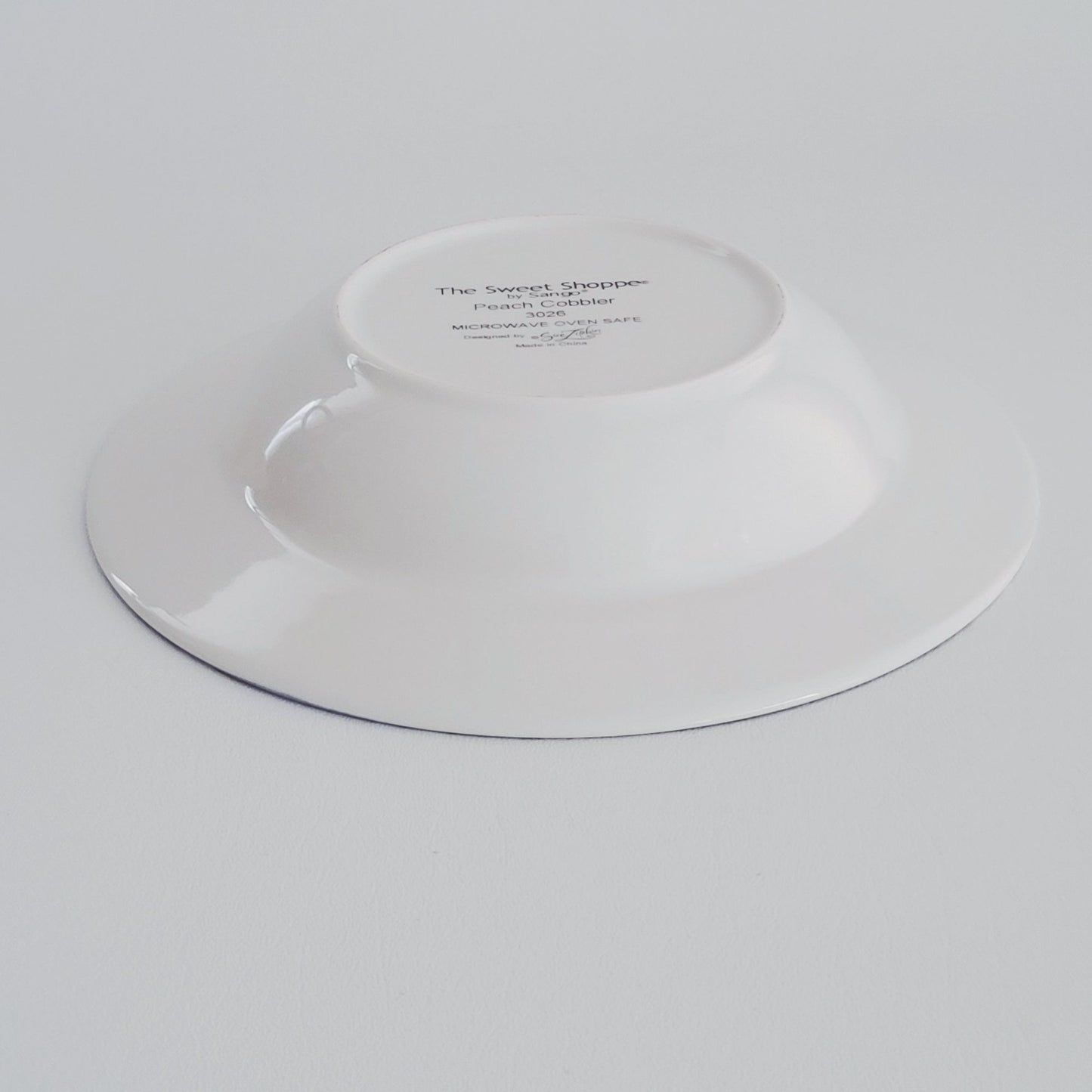 Sango The Sweet Shoppe Peach Cobbler Pie Rim Soup Bowl, Set of 2, c.1999-2002