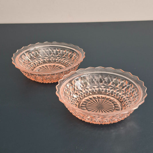 Jeannette HOLIDAY PINK Berry Bowl, Set of 2, c.1940-60s USA