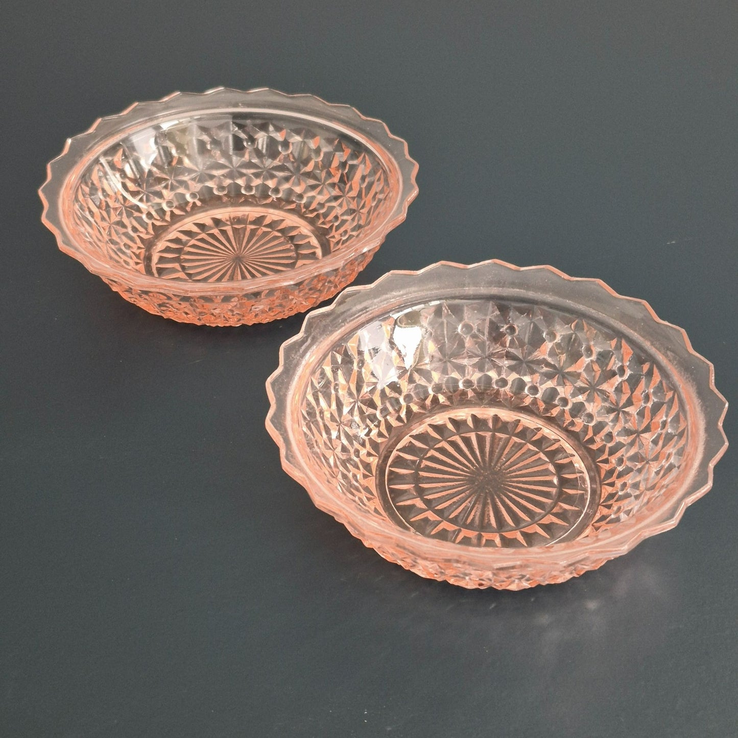 Jeannette HOLIDAY PINK Berry Bowl, Set of 2, c.1940-60s USA