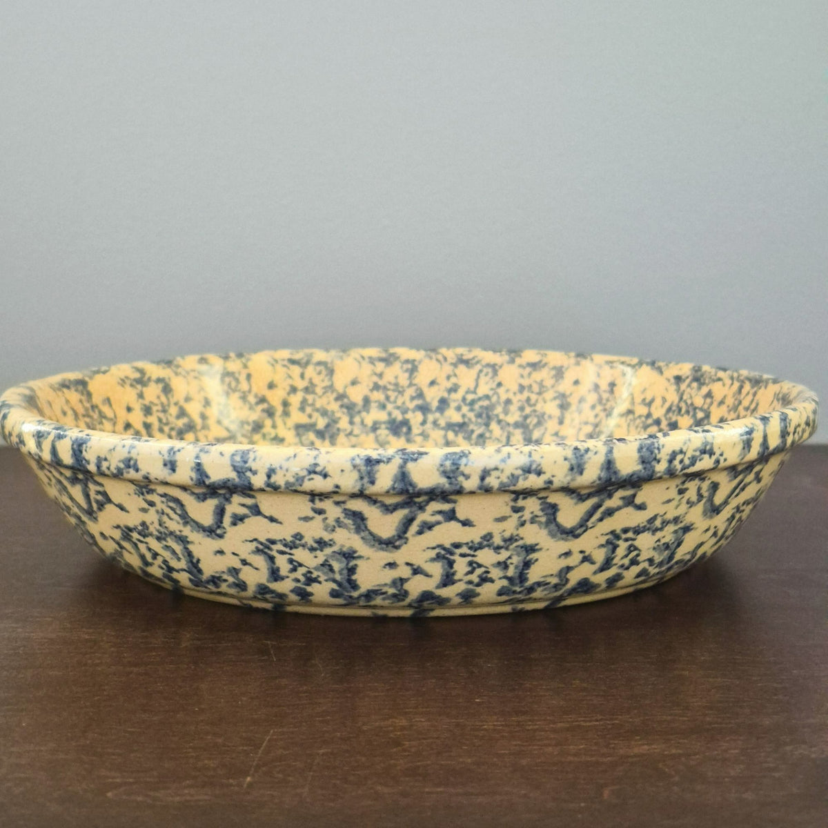 Robinson-Ransbottom "Spongeware Blue"  9" Pie Baking Plate, USA Made