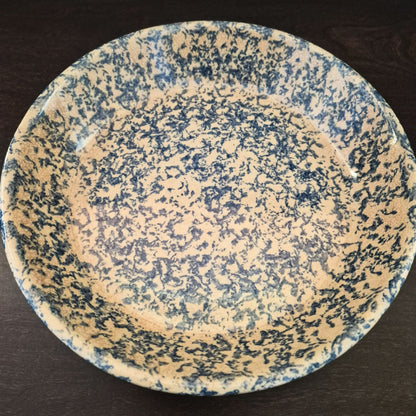 Robinson-Ransbottom "Spongeware Blue"  9" Pie Baking Plate, USA Made