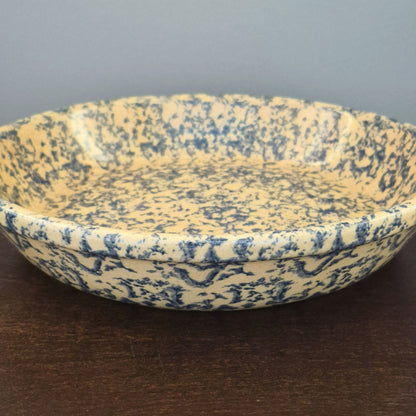 Robinson-Ransbottom "Spongeware Blue"  9" Pie Baking Plate, USA Made