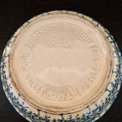 Robinson-Ransbottom "Spongeware Blue"  9" Pie Baking Plate, USA Made