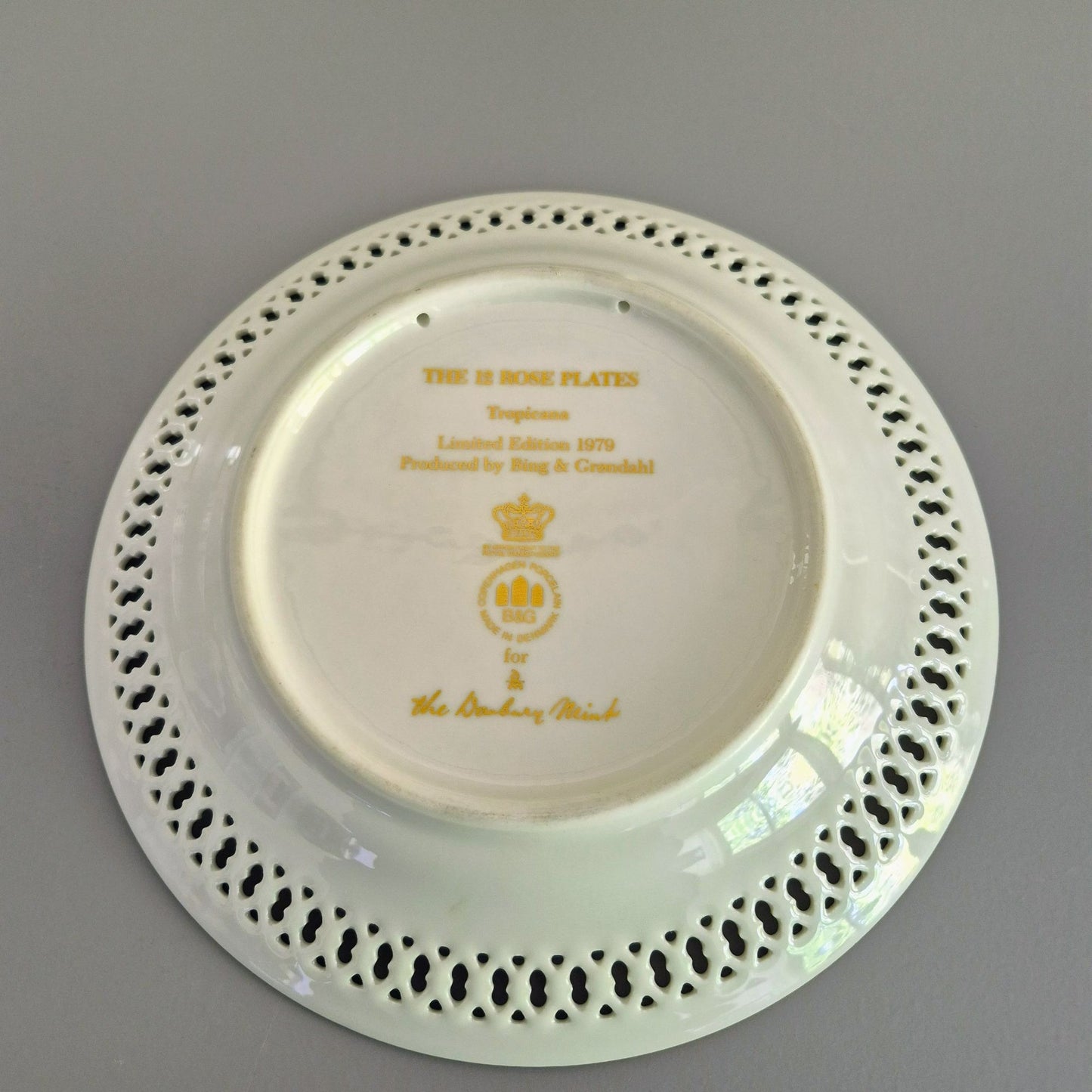 Bing & Grondahl/The Danbury Mint Tropicana Rose Plate, c.1979 Denmark