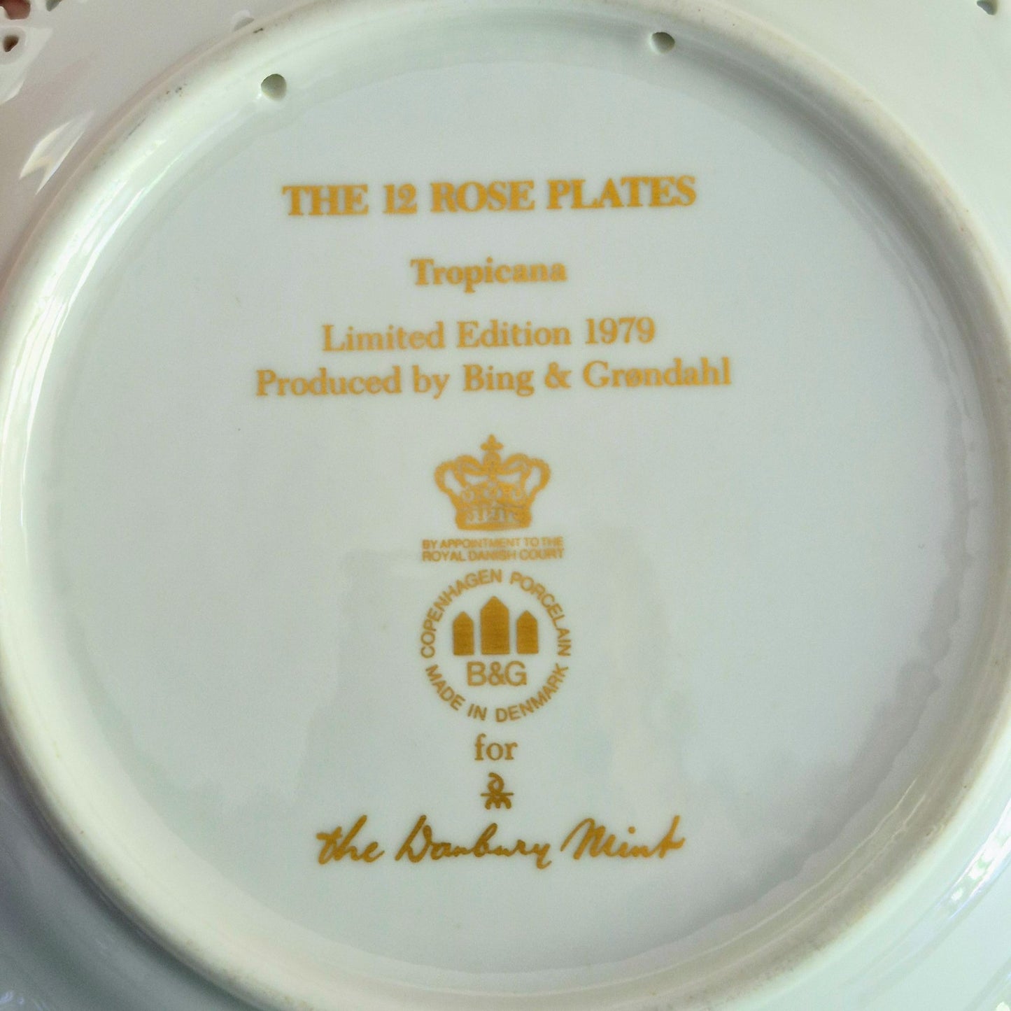 Bing & Grondahl/The Danbury Mint Tropicana Rose Plate, c.1979 Denmark