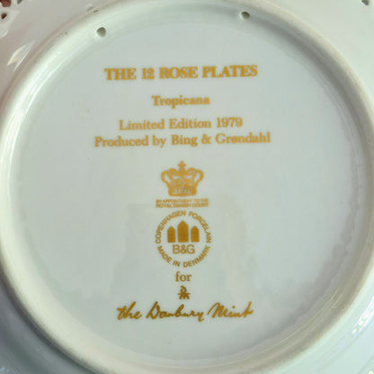 Bing & Grondahl/The Danbury Mint Tropicana Rose Plate, c.1979 Denmark