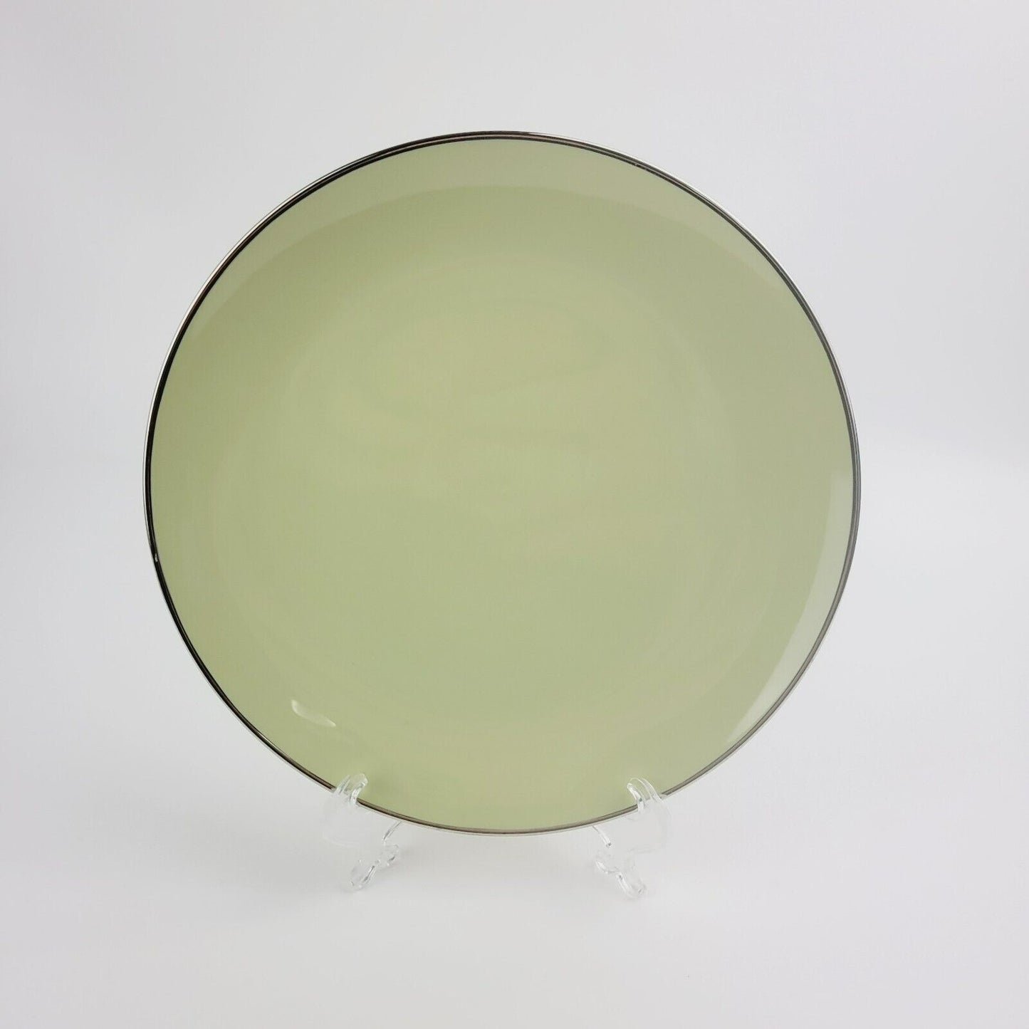 Franciscan Willow Green Salad Plate, Smooth Coupe Shape, Platinum Trim, c.1953 USA