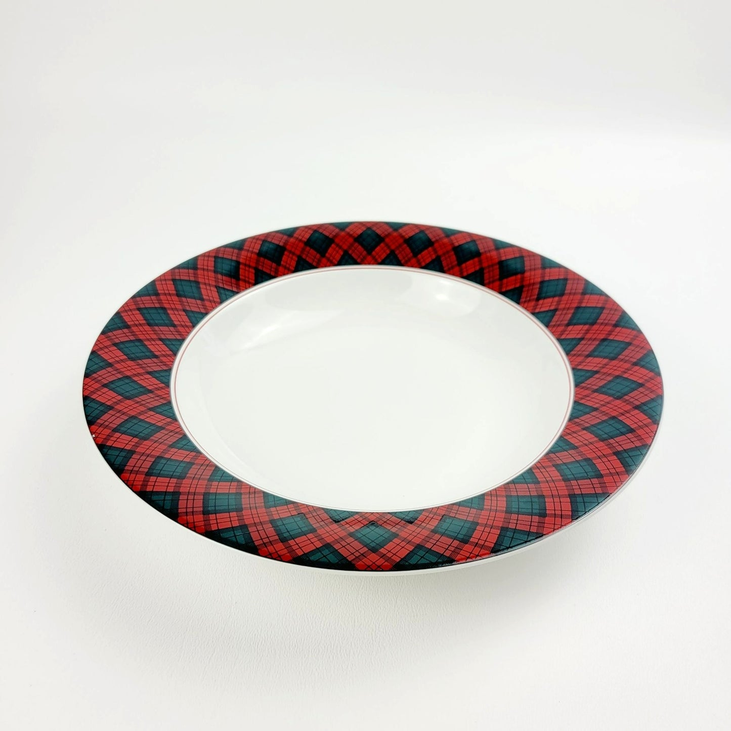 Sasaki Tartan Large Rim Soup Bowl, c.1990s Japan