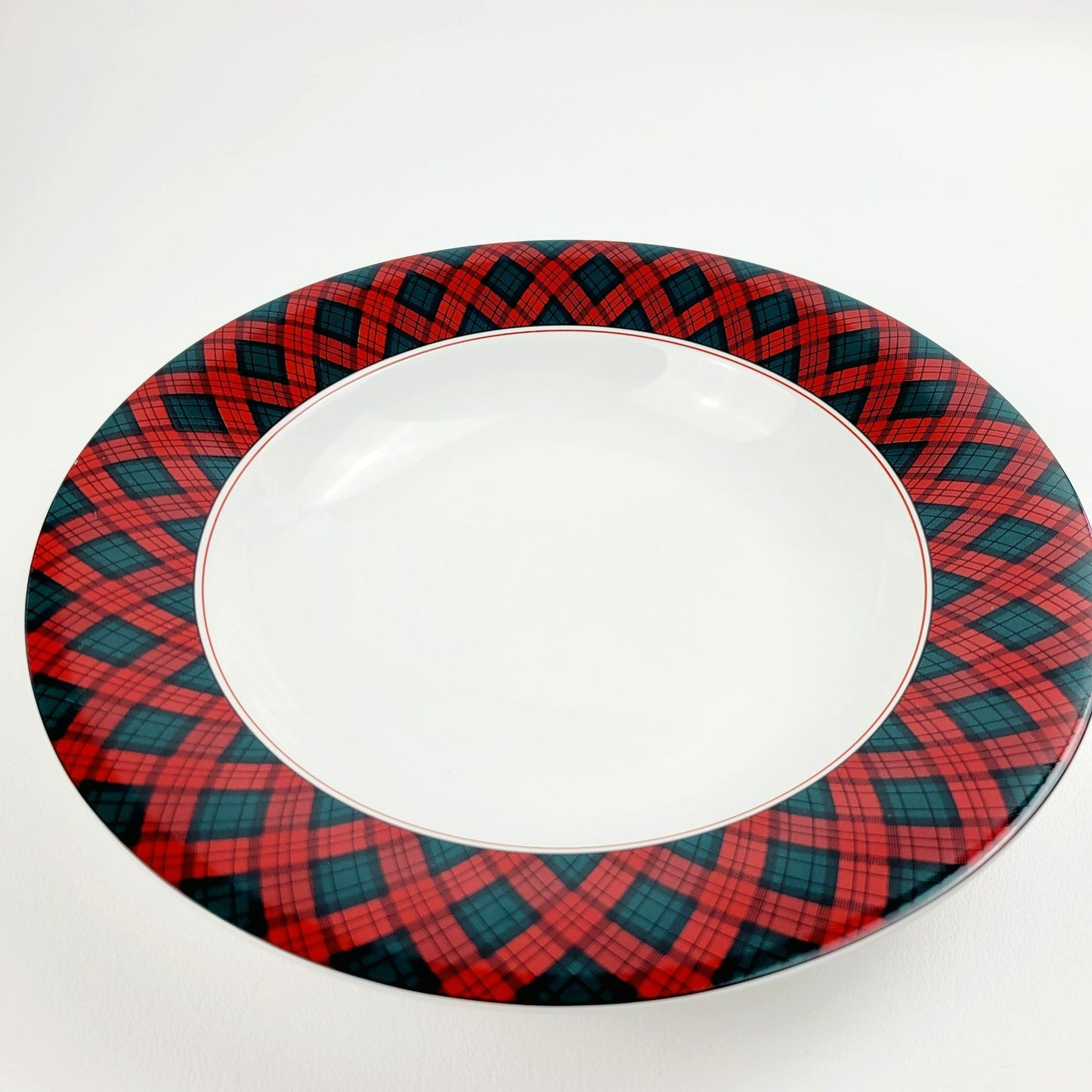 Sasaki Tartan Large Rim Soup Bowl, c.1990s Japan