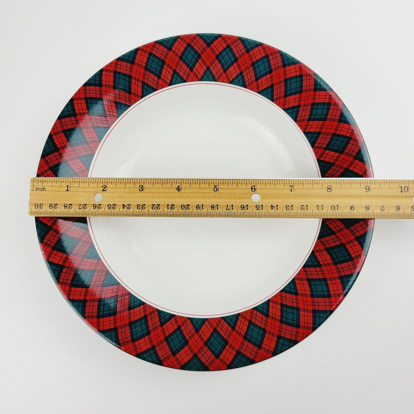 Sasaki Tartan Large Rim Soup Bowl, c.1990s Japan