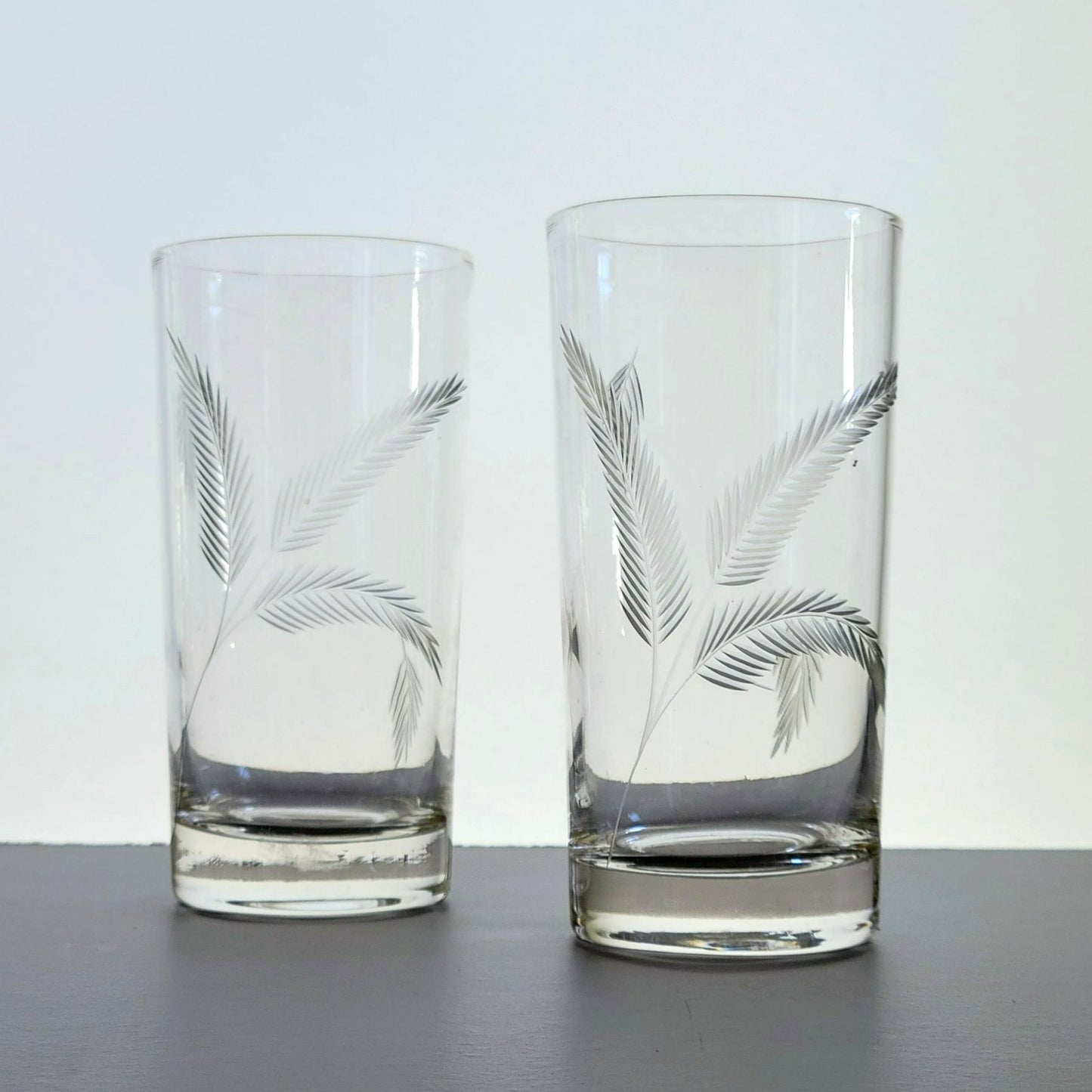 Vintage Etched Wheat Tumbler Glasses, Set of 2