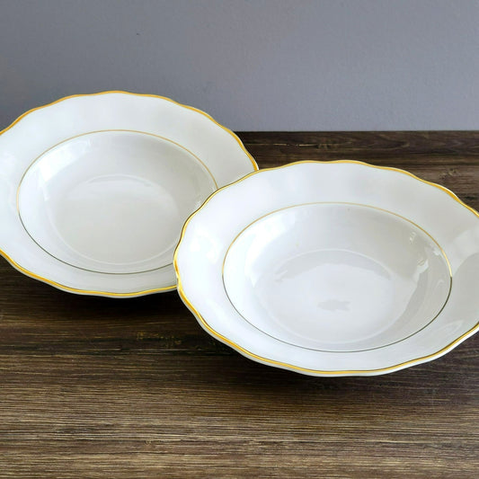 Favolina-Karolina Golden Wedding Rimmed Soup Bowl Set of 2, Made in Poland