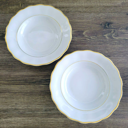 Favolina-Karolina Golden Wedding Rimmed Soup Bowl Set of 2, Made in Poland