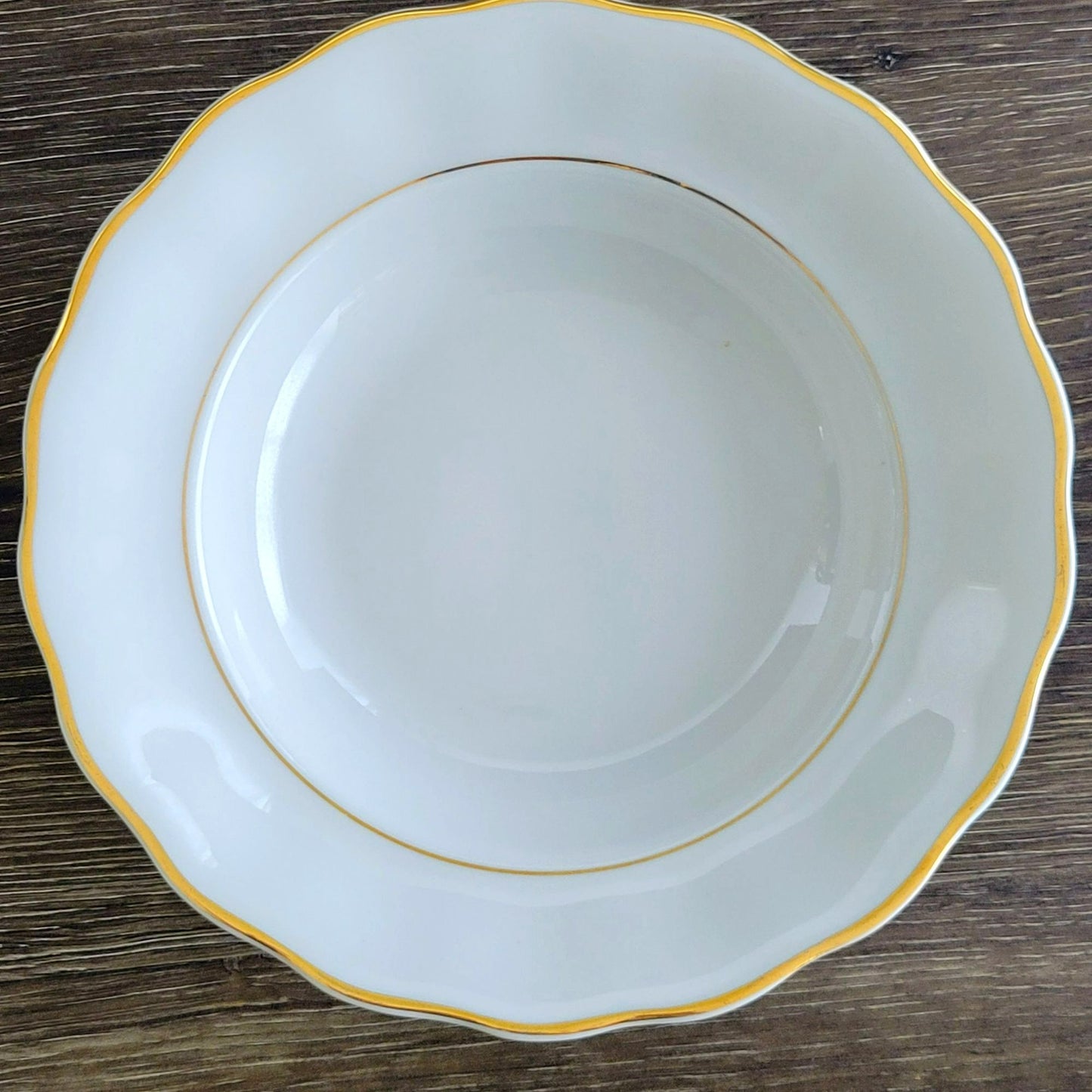 Favolina-Karolina Golden Wedding Rimmed Soup Bowl Set of 2, Made in Poland