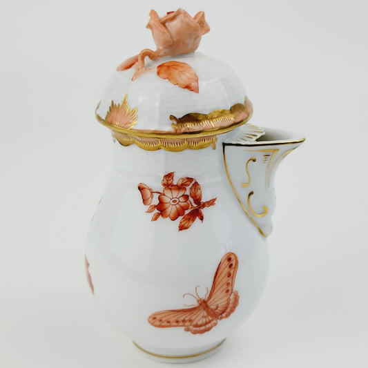 Rare Herend Chinese Bouquet Apponyi Small 6fl. oz. Chocolate Pot & Spoon, Rose Knob, Vienna Austria
