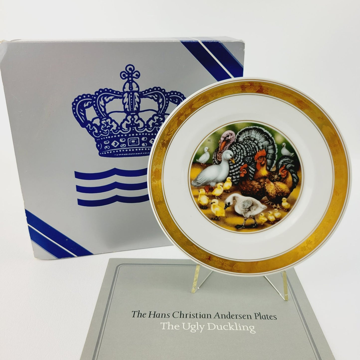 Vintage Royal Copenhagen Hans Christian Andersen Fairy Tale Plates, Gold Trim with Etched Design, c.1975-76 Denmark