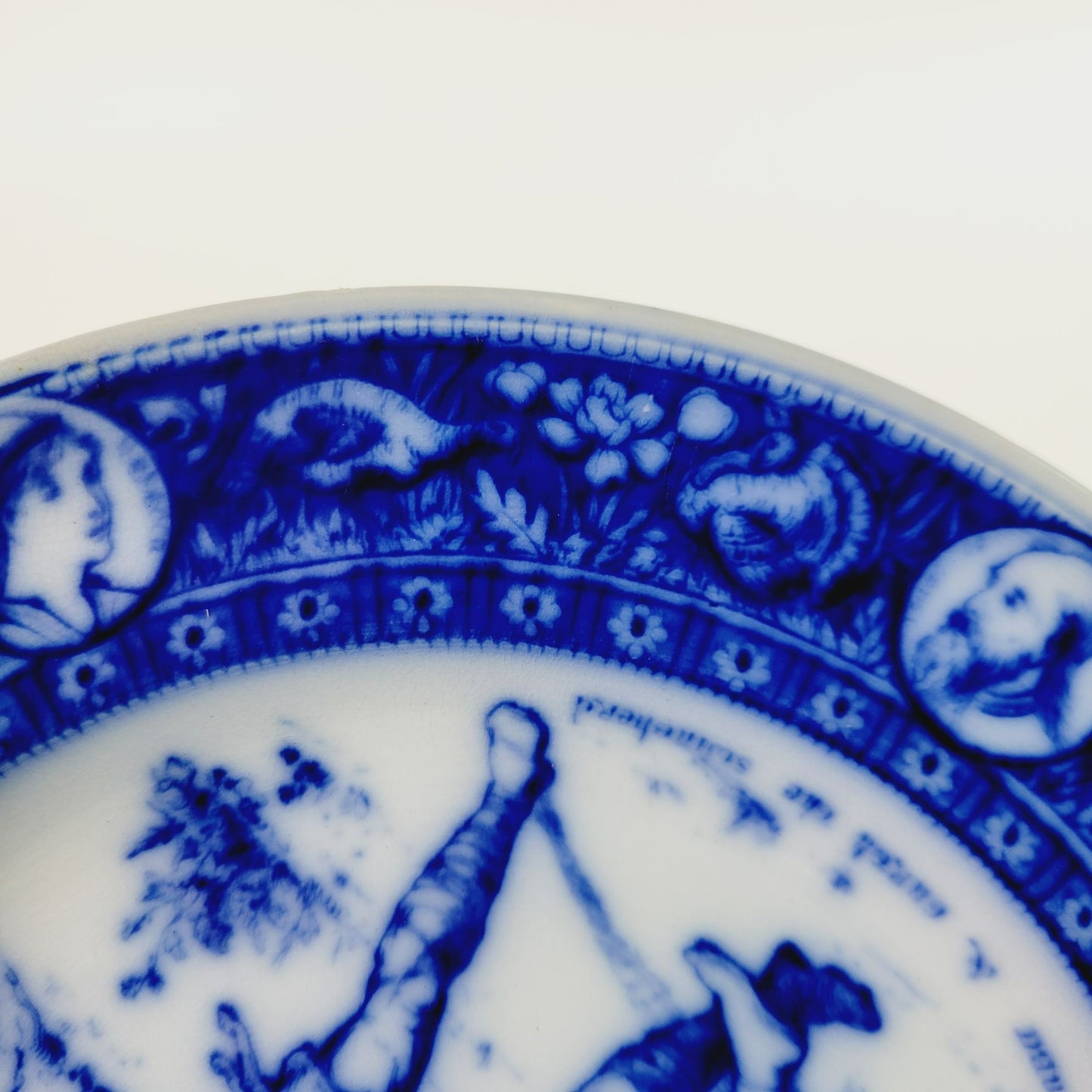 Wedgwood Ivanhoe Flow Blue Dinner Plate, Wamba & Gurth The Swineherd, c.1903 England