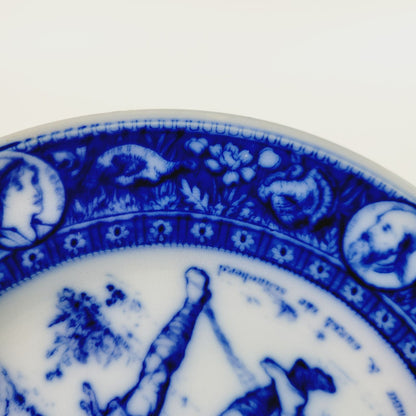 Wedgwood Ivanhoe Flow Blue Dinner Plate, Wamba & Gurth The Swineherd, c.1903 England