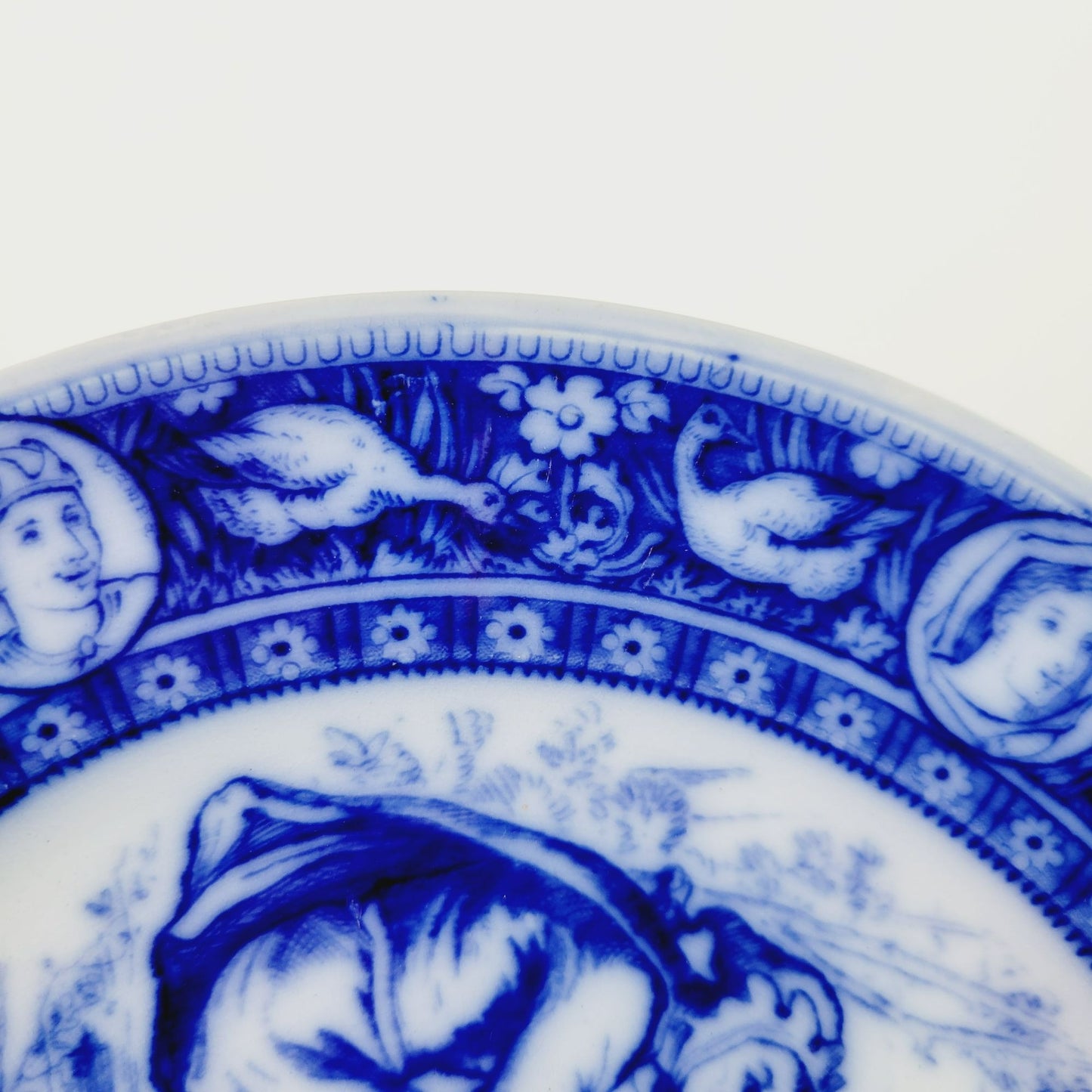 Wedgwood Ivanhoe Flow Blue Dinner Plate, Wamba & Gurth The Swineherd, c.1903 England