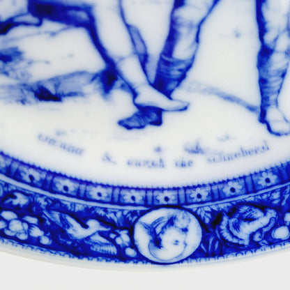 Wedgwood Ivanhoe Flow Blue Dinner Plate, Wamba & Gurth The Swineherd, c.1903 England