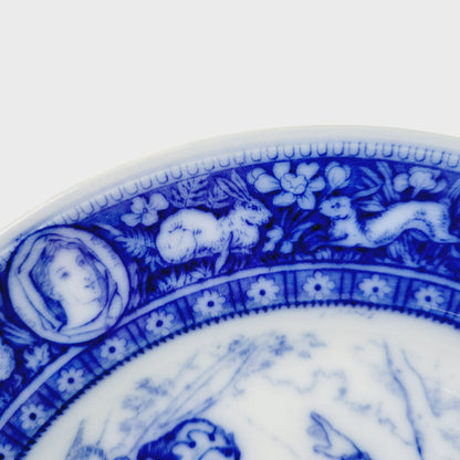 Wedgwood Ivanhoe Flow Blue Dinner Plate, Wamba & Gurth The Swineherd, c.1903 England