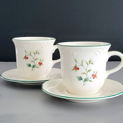 Pfaltzgraff Winterberry Cup & Saucer, 2 Sets, Made in USA