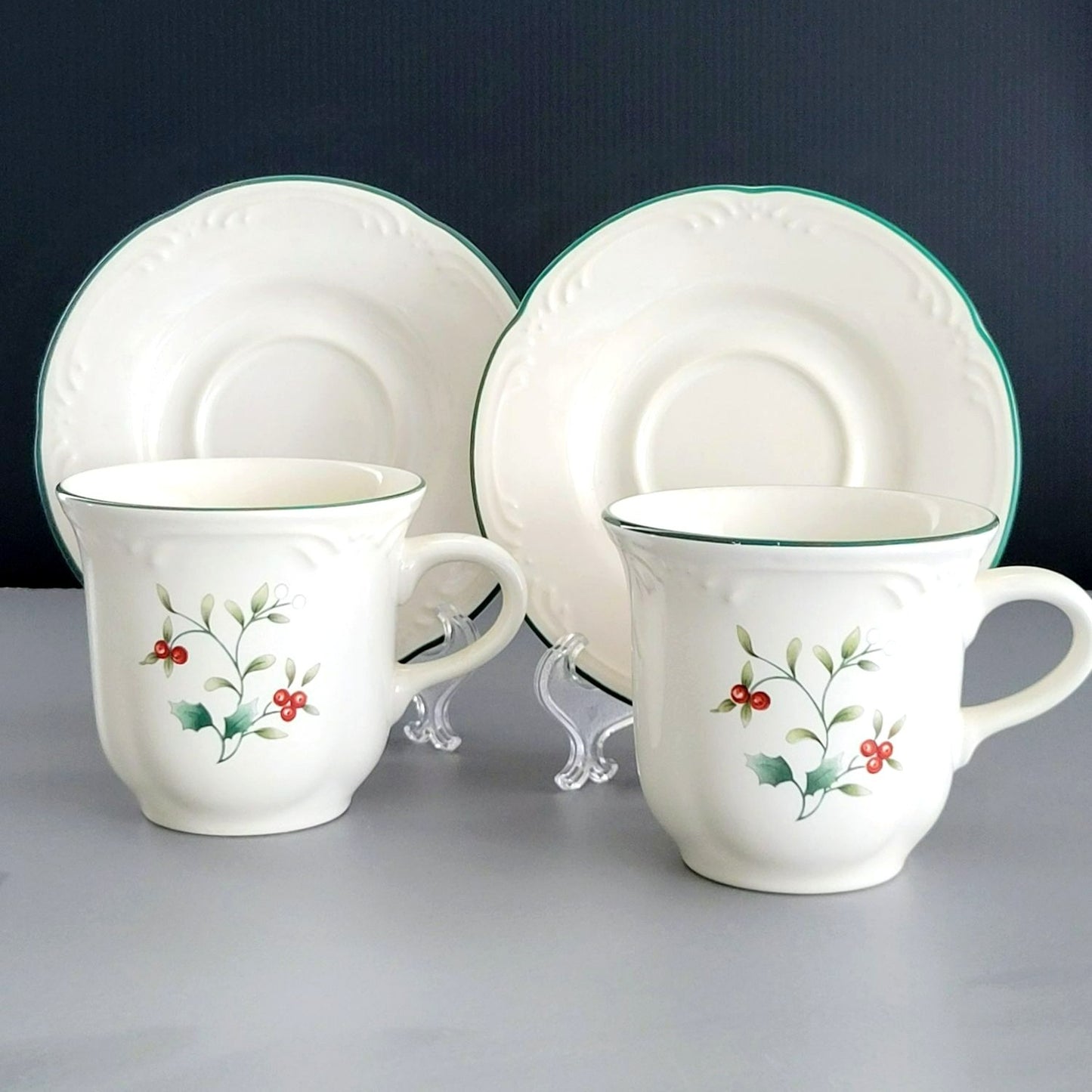 Pfaltzgraff Winterberry Cup & Saucer, 2 Sets, Made in USA