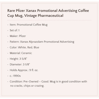 Pfizer Xanax Promotional Mug